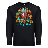 Black happy turkey day sunflower Premium Sweatshirt - RanaPortraitStore