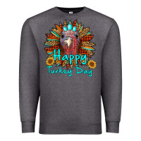 Charcoal Heather happy turkey day sunflower Premium Sweatshirt - RanaPortraitStore
