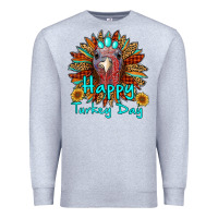 Heather Grey happy turkey day sunflower Premium Sweatshirt - RanaPortraitStore