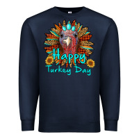 Navy happy turkey day sunflower Premium Sweatshirt - RanaPortraitStore