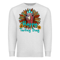 Oatmeal Heather happy turkey day sunflower Premium Sweatshirt - RanaPortraitStore