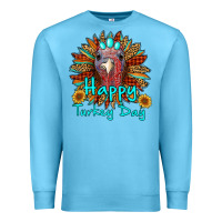 Ocean Blue happy turkey day sunflower Premium Sweatshirt - RanaPortraitStore