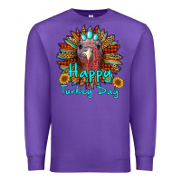 Purple happy turkey day sunflower Premium Sweatshirt - RanaPortraitStore