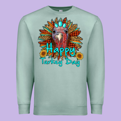 Happy Turkey Day Sunflower Premium Sweatshirt Designed By Ranaportraitstore