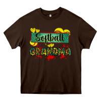 Chocolate Brown softball grandma with leopard Heavy Core Tee - Zillion Design Studio