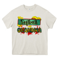 Cream softball grandma with leopard Heavy Core Tee - Zillion Design Studio