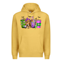 Antique Gold Coffee Cups with Cow and Halloween Premium Hoodie - texasbilliewilder