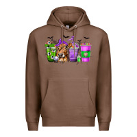 Chestnut Coffee Cups with Cow and Halloween Premium Hoodie - texasbilliewilder