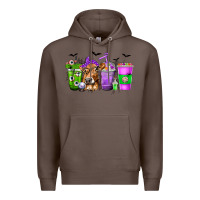 Coffee Coffee Cups with Cow and Halloween Premium Hoodie - texasbilliewilder