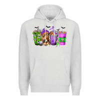 Dove Grey Coffee Cups with Cow and Halloween Premium Hoodie - texasbilliewilder