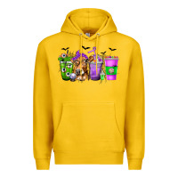 Lemon Coffee Cups with Cow and Halloween Premium Hoodie - texasbilliewilder