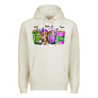 Oatmeal Heather Coffee Cups with Cow and Halloween Premium Hoodie - texasbilliewilder