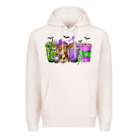 Pale Pink Coffee Cups with Cow and Halloween Premium Hoodie - texasbilliewilder