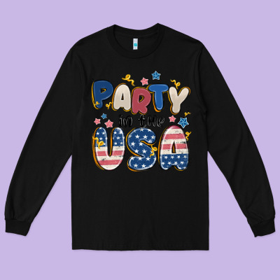 Party In The Usa Long Sleeve Tee Designed By Maliassmallbusiness