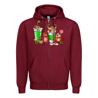 Burgundy Elf coffee cups Zipper Hoodie - NancyCooperArtShop