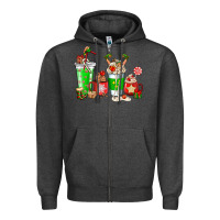 Charcoal Heather Elf coffee cups Zipper Hoodie - NancyCooperArtShop