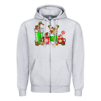 Heather Grey Elf coffee cups Zipper Hoodie - NancyCooperArtShop