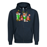 Navy Elf coffee cups Zipper Hoodie - NancyCooperArtShop