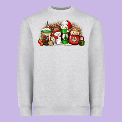 Christmas Snow Coffee Cups Heavyweight Sweatshirt Designed By Jasminsmagicworld