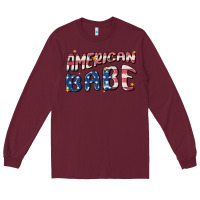 Burgundy American babe Long Sleeve Tee - MaliasSmallBusiness