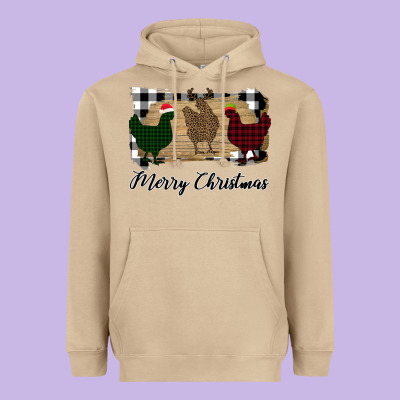 Merry Christmas Chickens Heavyweight Hoodie Designed By Bettercallsaul