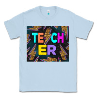 Dusty Blue Western Teacher Flash Classic Tee - LillyAllenDesigns