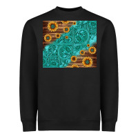 Black Tooled Leather And Sunflowers Heavyweight Sweatshirt - Jasminsmagicworld