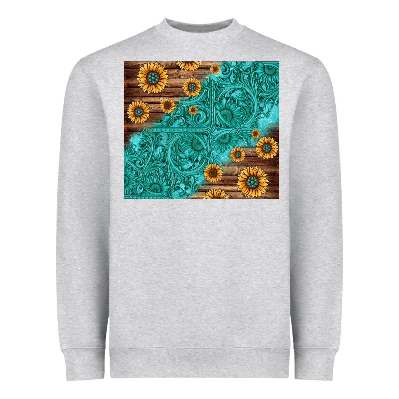 Tooled Leather And Sunflowers Heavyweight Sweatshirt by Jasminsmagicworld | Teevron