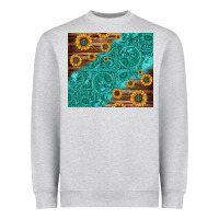 Heather Grey Tooled Leather And Sunflowers Heavyweight Sweatshirt - Jasminsmagicworld