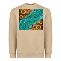 Mushroom Tooled Leather And Sunflowers Heavyweight Sweatshirt - Jasminsmagicworld