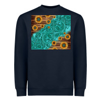 Navy Tooled Leather And Sunflowers Heavyweight Sweatshirt - Jasminsmagicworld