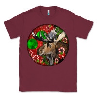 Burgundy moose buck deer christmas Classic Tee - LillyAllenDesigns