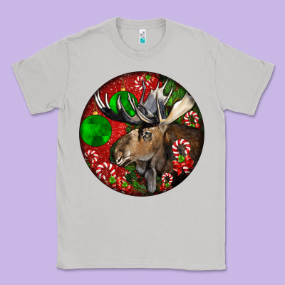 Moose Buck Deer Christmas Classic Tee Designed By Lillyallendesigns