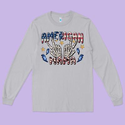 American Mama Long Sleeve Tee Designed By Maliassmallbusiness