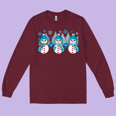 Snowman Winter Long Sleeve Tee Designed By Jahusdesignshop
