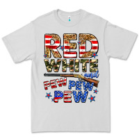 Dove Grey red white and pew pew pew Premium Tee - Zillion Design Studio