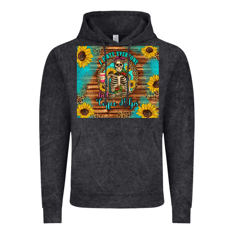 I Hate Everyone But Coffee Helps Western Skeleton Coffee Sunflowers Vintage Hoodie by Artiststas | Teevron