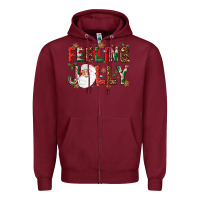 Burgundy Feeling Jolly Zipper Hoodie - NancyCooperArtShop
