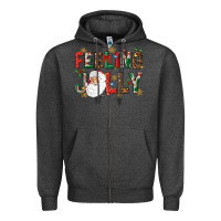Charcoal Heather Feeling Jolly Zipper Hoodie - NancyCooperArtShop