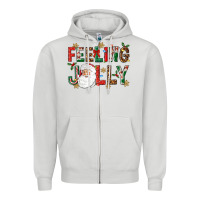 Dove Grey Feeling Jolly Zipper Hoodie - NancyCooperArtShop