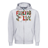 Heather Grey Feeling Jolly Zipper Hoodie - NancyCooperArtShop
