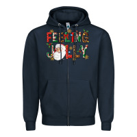 Navy Feeling Jolly Zipper Hoodie - NancyCooperArtShop