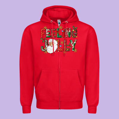 Feeling Jolly Zipper Hoodie Designed By Nancycooperartshop