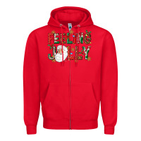 Red Feeling Jolly Zipper Hoodie - NancyCooperArtShop