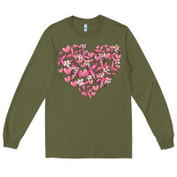 Army Green breast cancer awareness heart Long Sleeve Tee - MaliasSmallBusiness