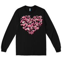 Black breast cancer awareness heart Long Sleeve Tee - MaliasSmallBusiness