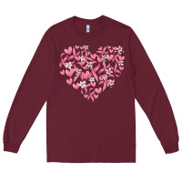 Burgundy breast cancer awareness heart Long Sleeve Tee - MaliasSmallBusiness
