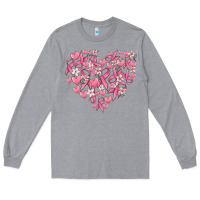 Heather Grey breast cancer awareness heart Long Sleeve Tee - MaliasSmallBusiness
