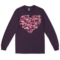 Plum breast cancer awareness heart Long Sleeve Tee - MaliasSmallBusiness