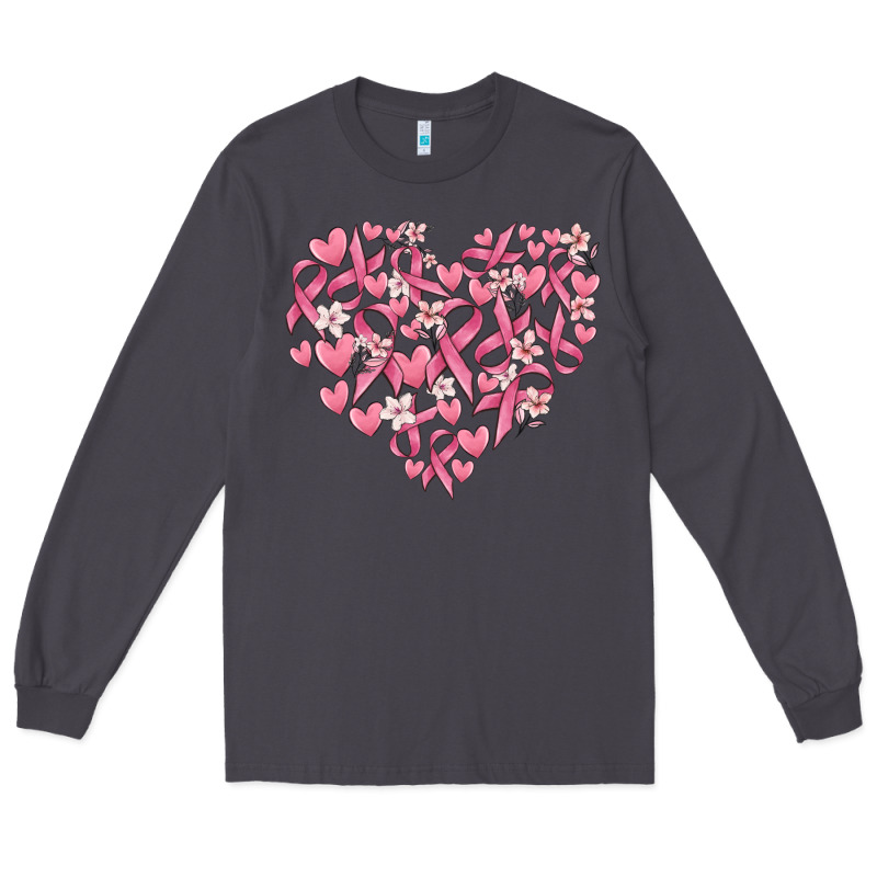 Breast Cancer Awareness Heart Long Sleeve Tee by MaliasSmallBusiness | Teevron